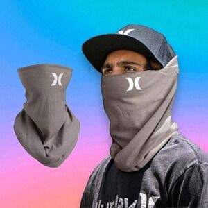 Hurley Multi-Functional Seamless 8 Ways Wear Gaiter Face Mask Scarf‎ Beanie Grey